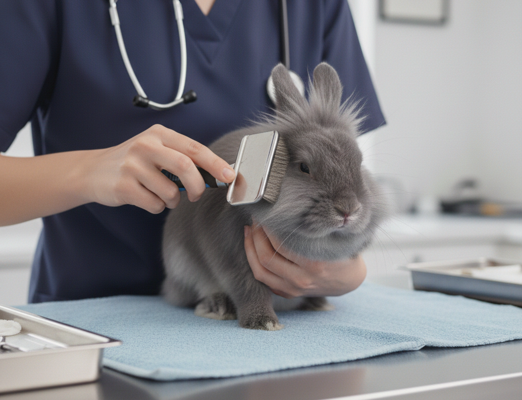 ウサギ：ブラッシング