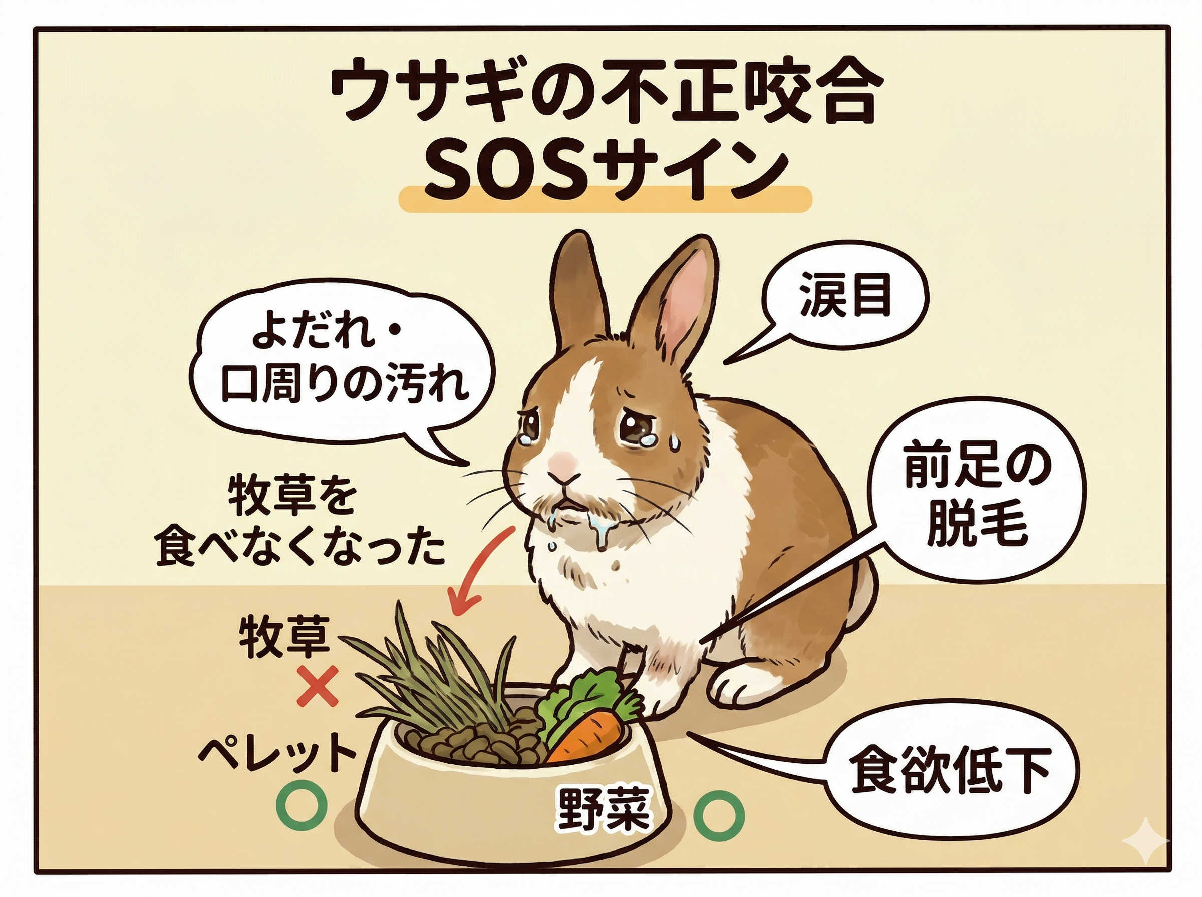 ウサギの不正咬合：SOSサインと予防のために大切なこと